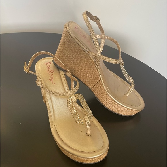 Lilly Pulitzer Shoes - Lilly Pulitzer Good as Gold Platform Wedge Heel Size 7